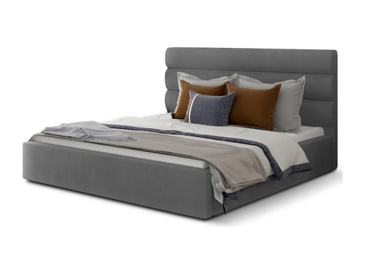Gray Velvet Bed, 160 x 200 cm - dlz1766461849716