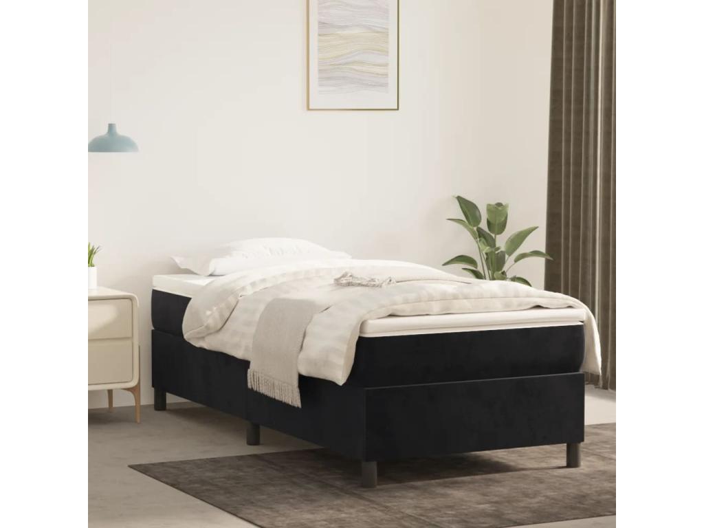 Black Velvet Bed, 90 x 200 cm