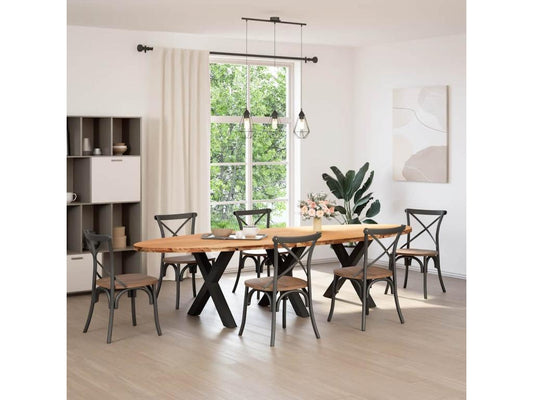 Brown Oak Wood Dining Table