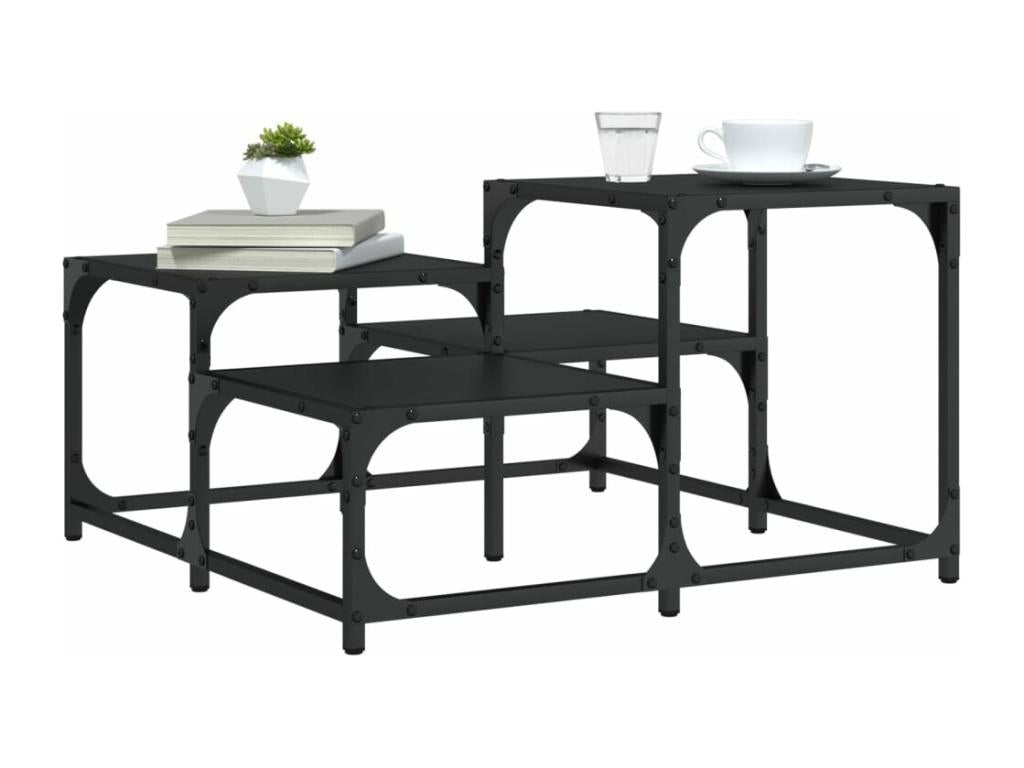 Black Engineered Wood Coffee Table, 68 x 68 x 40 cm