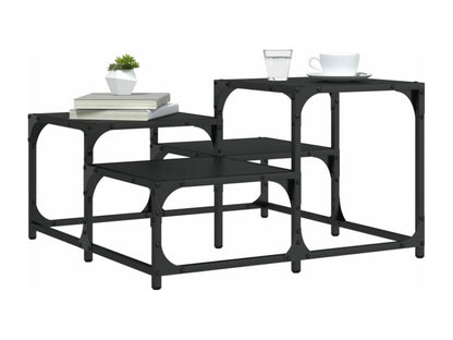 Black Engineered Wood Coffee Table, 68 x 68 x 40 cm