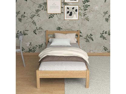 Natural Oak Wood Bed, 120 x 190 cm