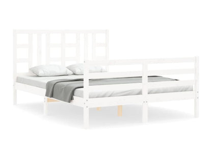 White Solid Wood Bed Frame, 140 x 190 cm