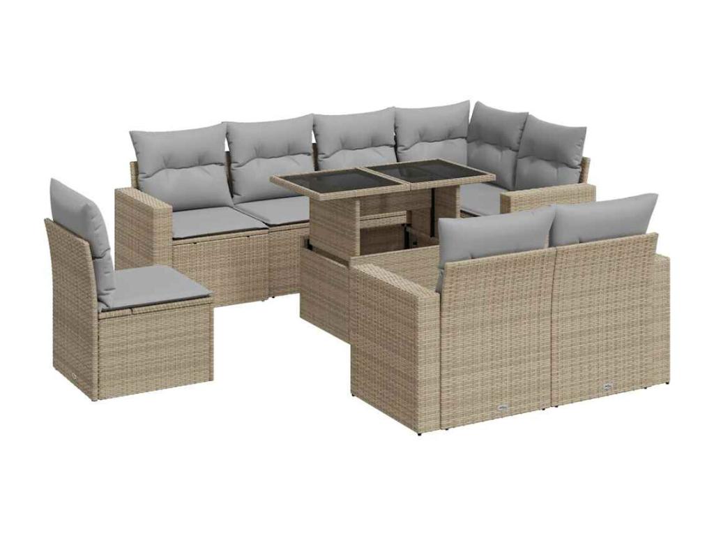 Beige Woven Resin Wicker Outdoor Furniture Set - dlz1766461322840