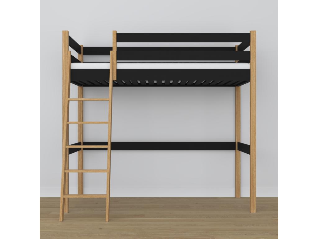 Black Oak Wood Bed, 90 x 180 cm