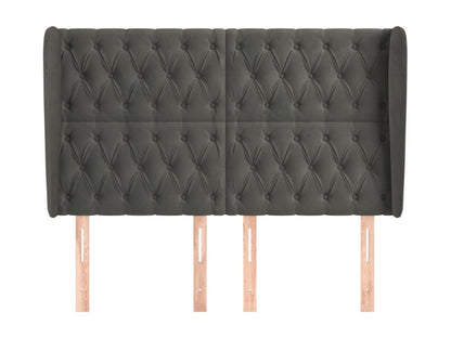 Gray Velvet Bed, 147 x 23 x 118 cm