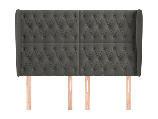 Gray Velvet Bed, 147 x 23 x 118 cm