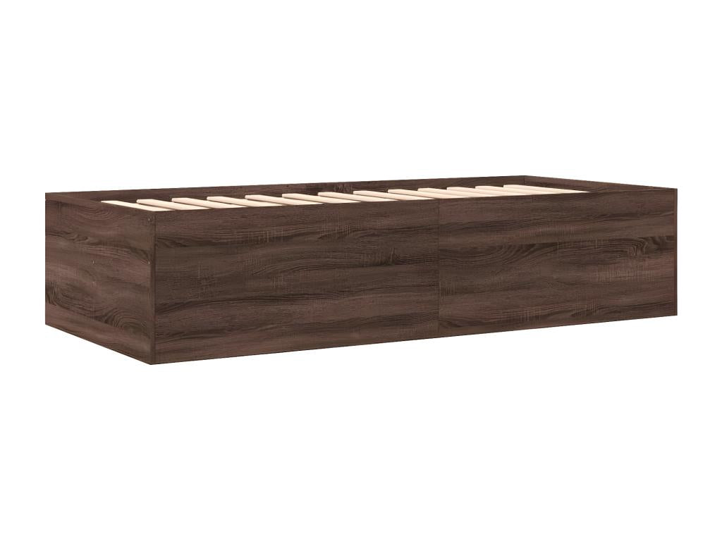 Brown Engineered Wood Bed, 75 x 190 cm