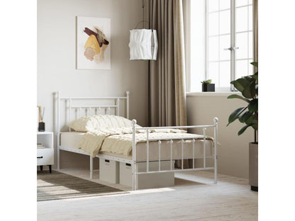 White Metal Bed Frame, 100 x 190 cm