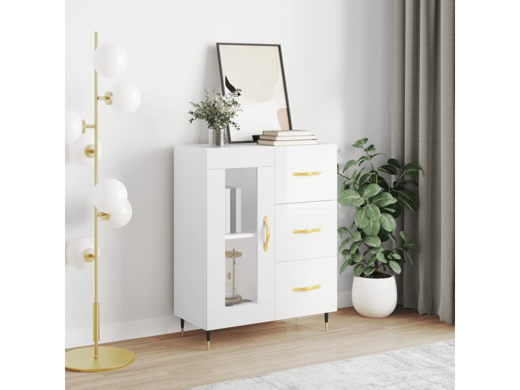 White Engineered Wood Sideboard, 69.5 x 34 x 90 cm