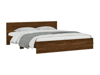 Brown Oak Wood Bed Frame, 160 x 200 cm