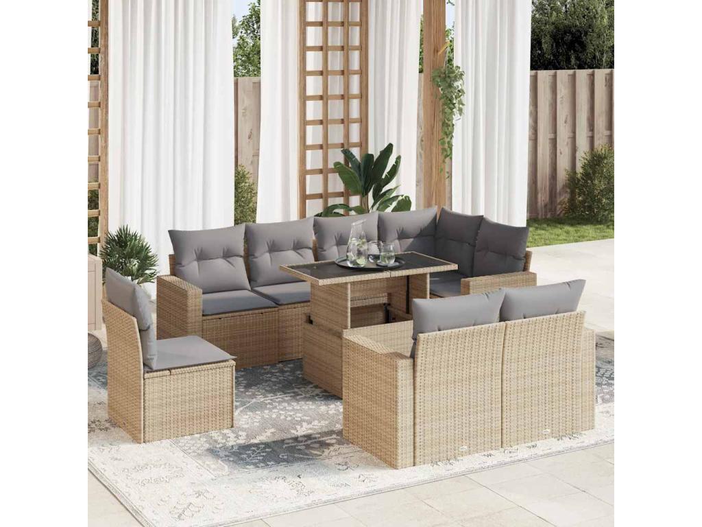 Beige Woven Resin Wicker Outdoor Furniture Set - dlz1766461322840