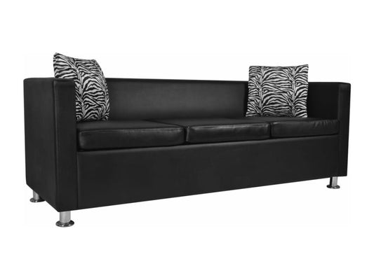 Black Leather Sofa, 170 x 62.5 x 63 cm