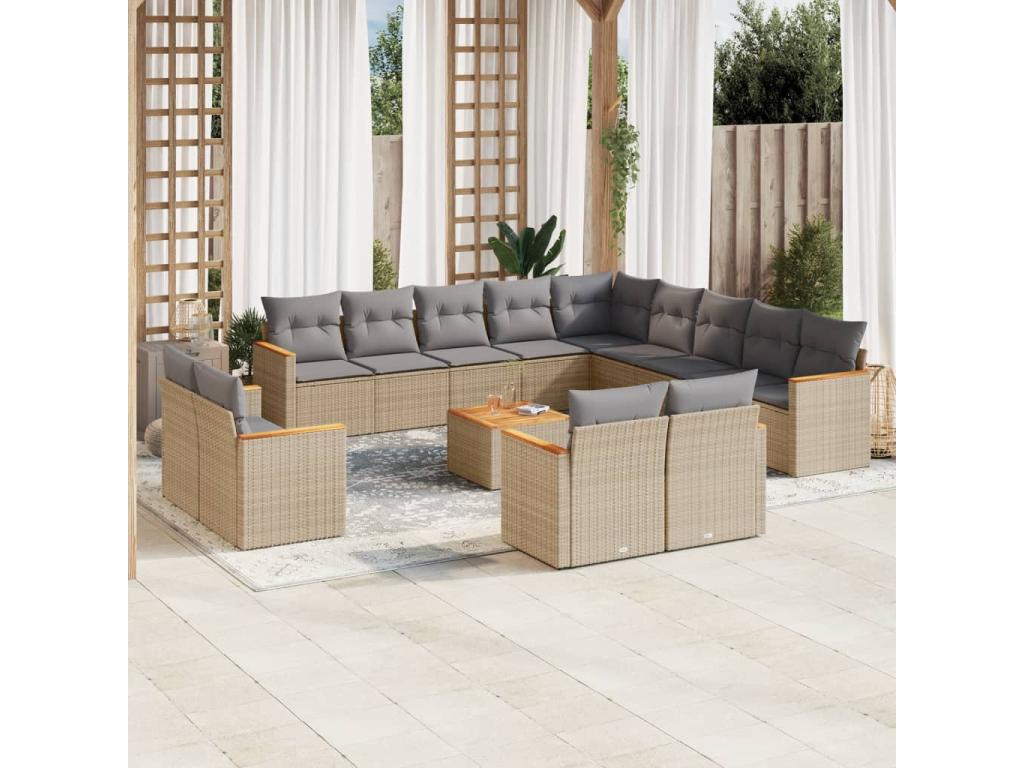 Beige Woven Resin Wicker Outdoor Furniture Set - dlz1766461286756
