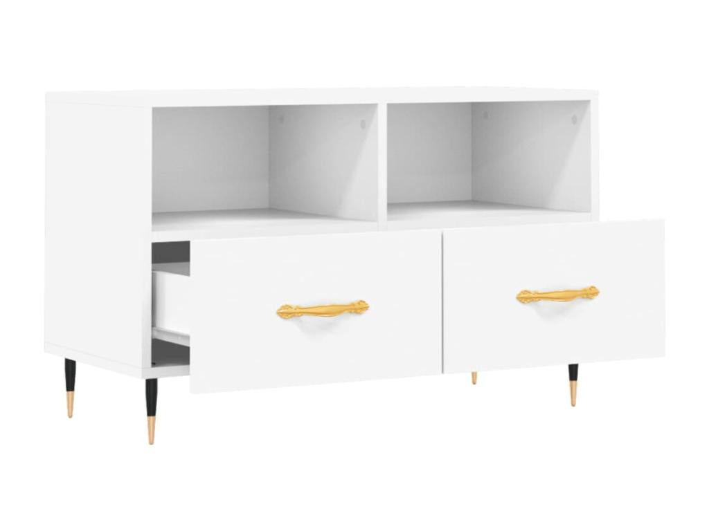 White Engineered Wood TV Stand, 80 x 36 x 50 cm