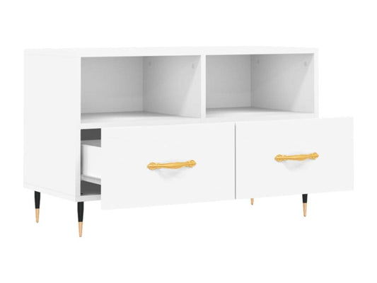 White Engineered Wood TV Stand, 80 x 36 x 50 cm