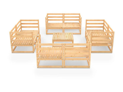 Natural Pine Wood Outdoor Furniture Set