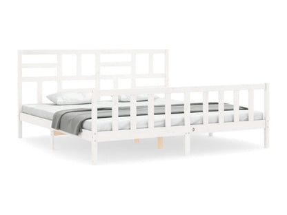 White Solid Wood Bed Frame, 200 x 200 cm