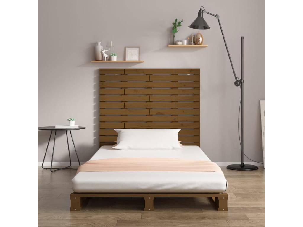 Brown Solid Wood Bed, 141 x 3 x 91.5 cm