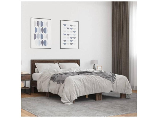 Brown Engineered Wood Bed Frame, 140 x 190 cm