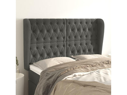 Gray Velvet Bed, 147 x 23 x 118 cm