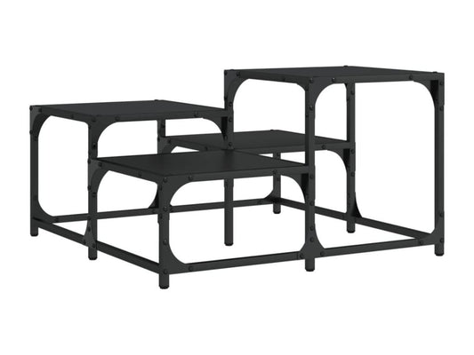 Black Engineered Wood Coffee Table, 68 x 68 x 40 cm