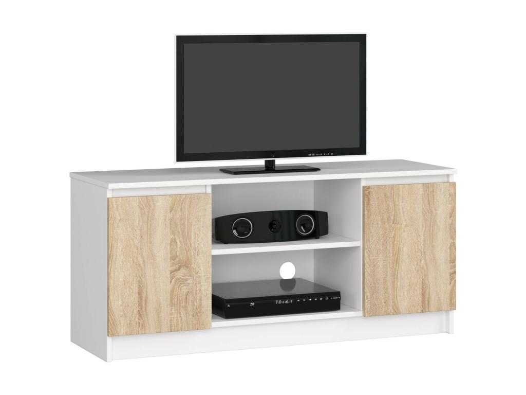 White Oak Wood TV Stand, 120 x 40 x 55 cm