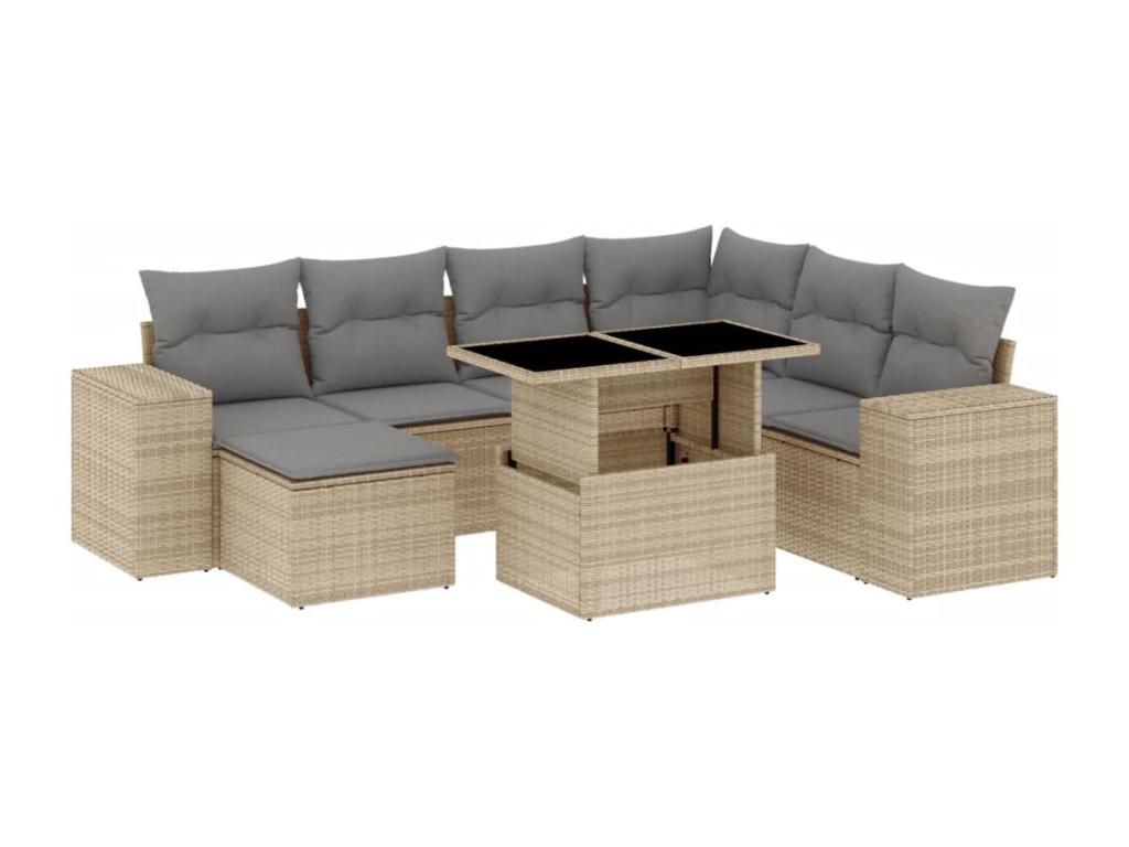Beige Woven Resin Wicker Outdoor Furniture Set - dlz1766461681050