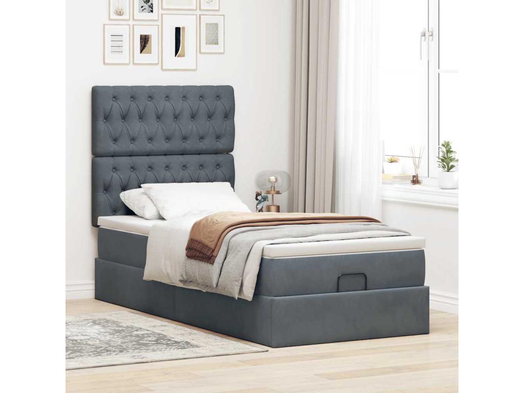 Gray Velvet Mattress, 90 x 200 cm