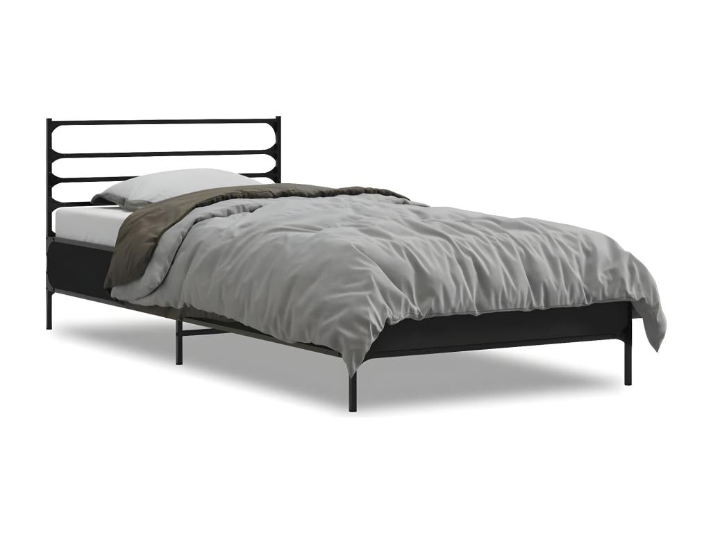 Black Engineered Wood Bed Frame, 100 x 200 cm