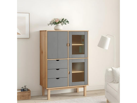 Gray Solid Wood Sideboard, 85 x 43 x 125 cm