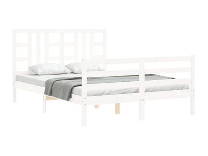 White Solid Wood Bed Frame, 140 x 190 cm