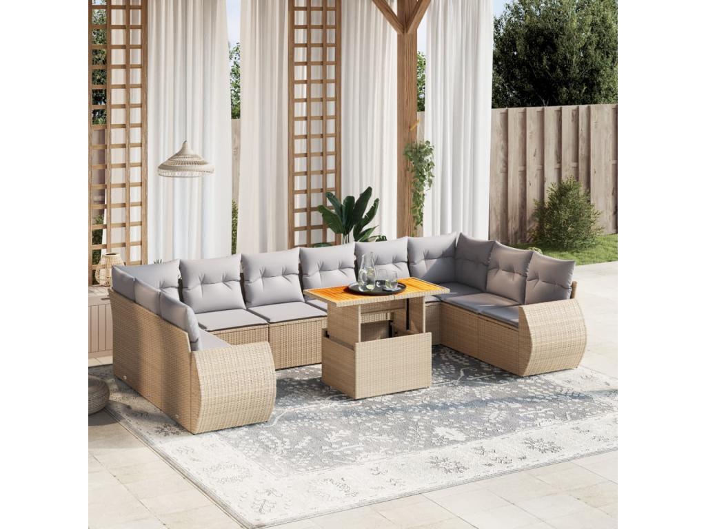 Beige Woven Resin Wicker Outdoor Furniture Set - dlz1766461557481