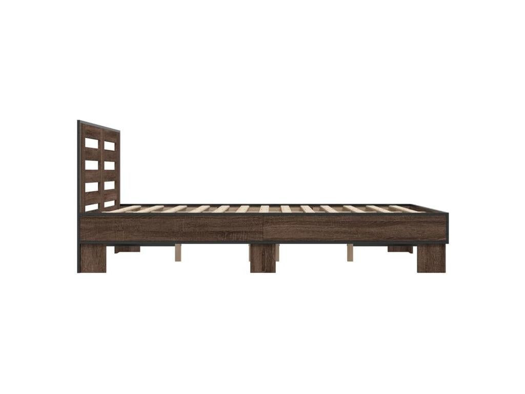 Brown Engineered Wood Bed Frame, 140 x 190 cm