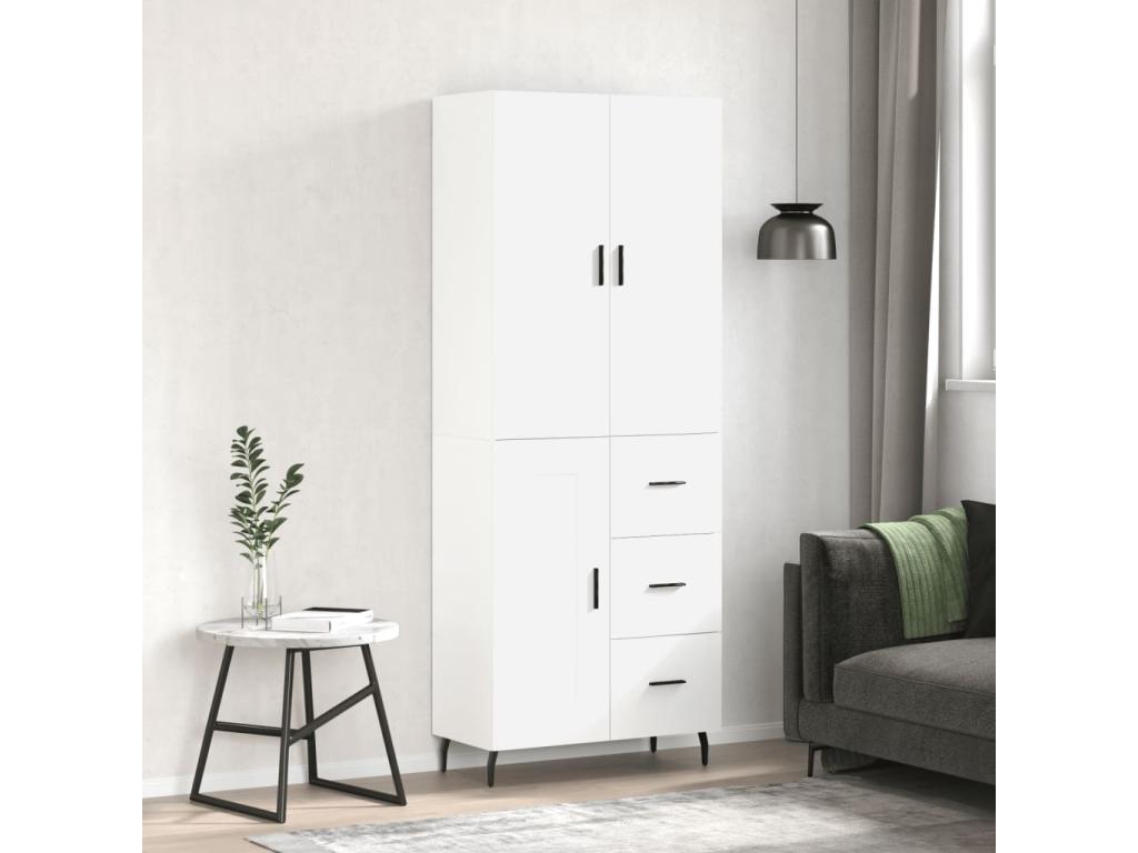 White Engineered Wood Sideboard, 69.5 x 34 x 180 cm