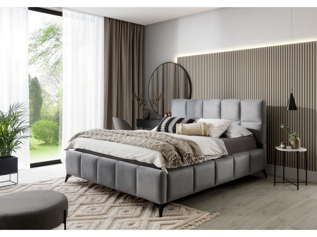 Gray Velvet Bed, 160 x 200 cm - dlz1766461320596
