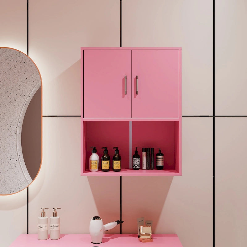 Wood Floating Wall Mounted Storage Cabinet For Barber Shampoo Station