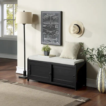 19.3 in.H X 46.85 in.W X 15.35 in.D Wood Storage Bench with Cabinets