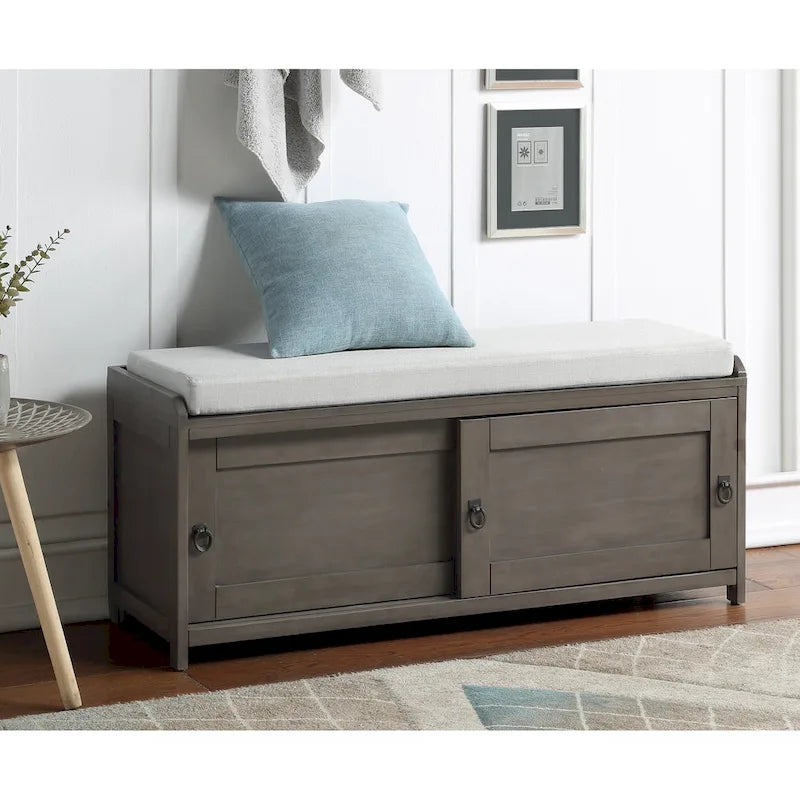 19.3 in.H X 46.85 in.W X 15.35 in.D Wood Storage Bench with Cabinets