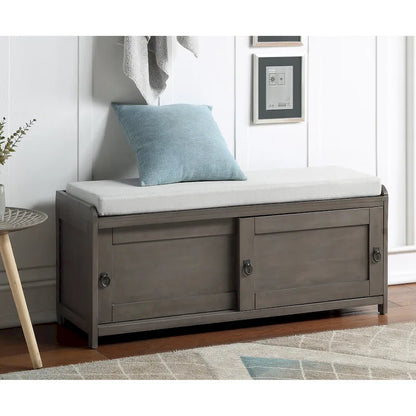 19.3 in.H X 46.85 in.W X 15.35 in.D Wood Storage Bench with Cabinets
