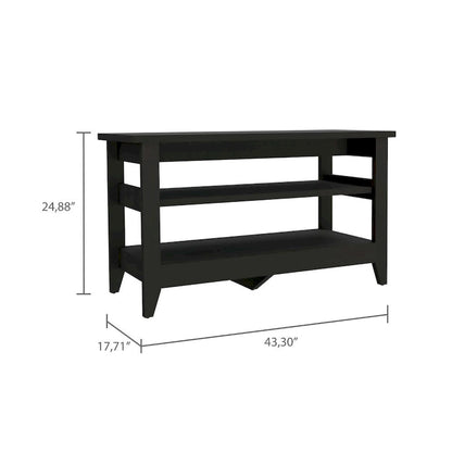 FM Furniture Vilna Storage Bench with 2 Open Shelves and 4 Legs