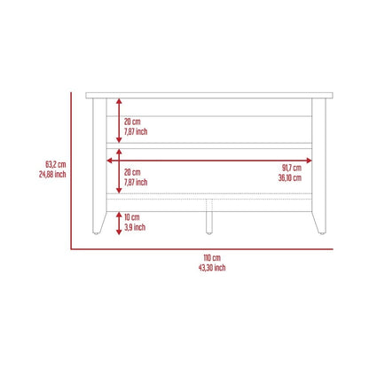 FM Furniture Vilna Storage Bench with 2 Open Shelves and 4 Legs