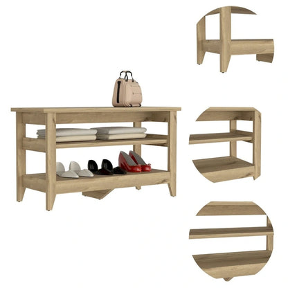FM Furniture Vilna Storage Bench with 2 Open Shelves and 4 Legs