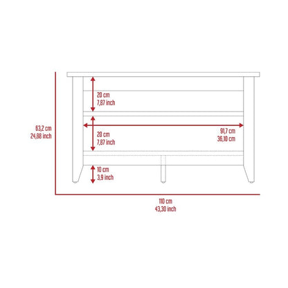 FM Furniture Vilna Storage Bench with 2 Open Shelves and 4 Legs