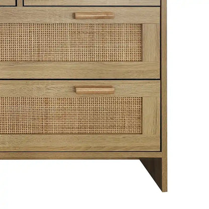 4 Drawers Wood Rattan Cabinet