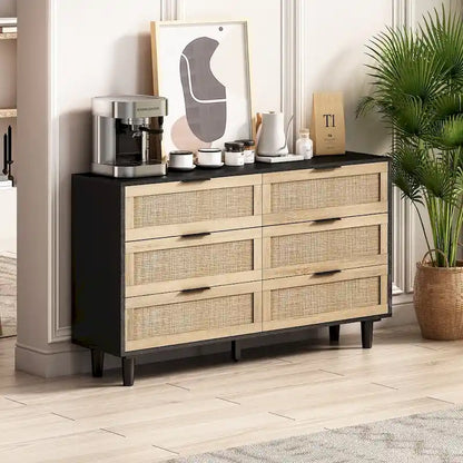 51.186-Drawers Rattan Storage Cabinet for Bedroom,Living Room