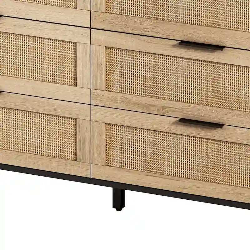 51.186-Drawers Rattan Storage Cabinet for Bedroom,Living Room
