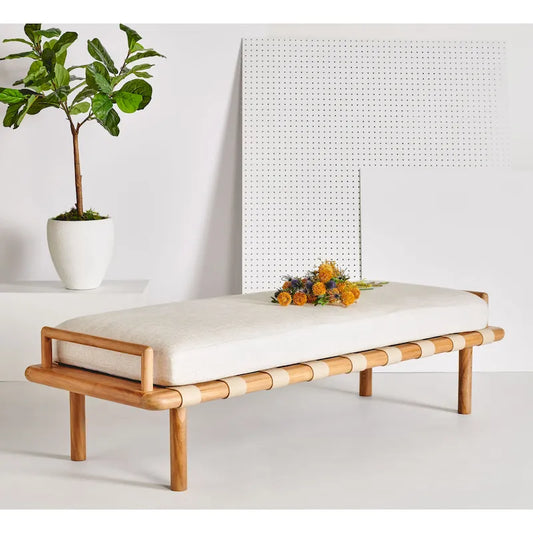 SAFAVIEH Couture Constantine Teak Cushion Bench - 70 W x 25.7 L x 18.5 H