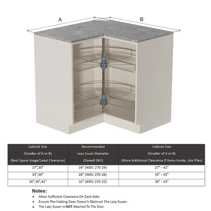 Dowell Lazy Susan 32 Diameter - 270 Degree Double Rack Stainless Steel