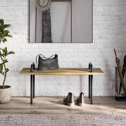 WYNDENHALL Sera SOLID MANGO WOOD 42 inch Wide Industrial Entryway Bench in Natural - 42 Inches wide